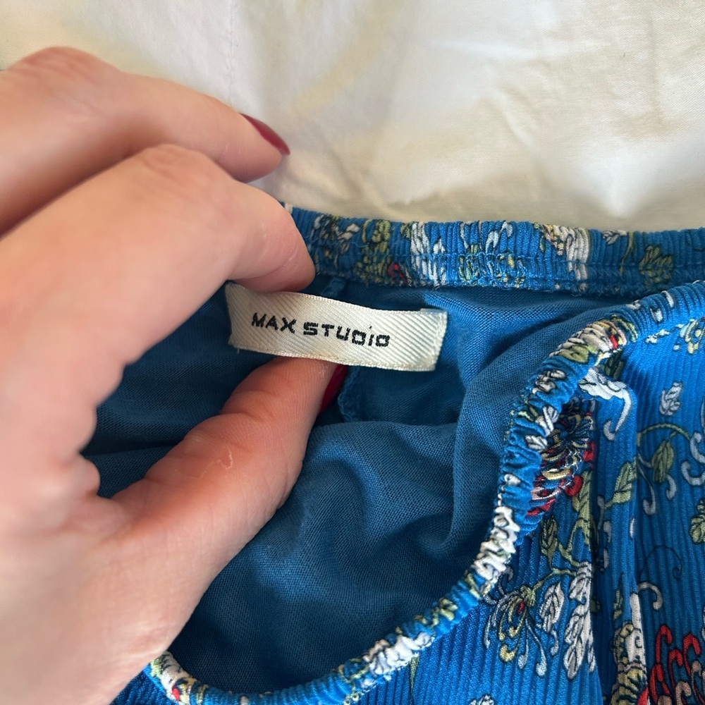 Max Studio Blue Floral A-Line Skirt - Picture 2 of 8